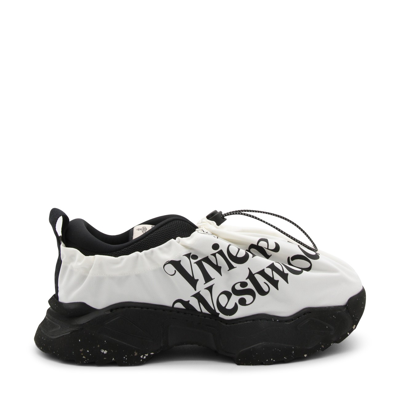 Shop Vivienne Westwood Black And White Canvas Logo Sneakers In Natural