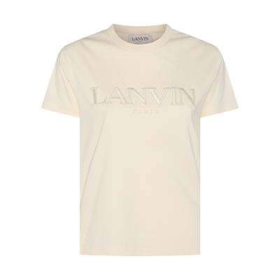 Shop Lanvin Cream Cotton Logo T-shirt