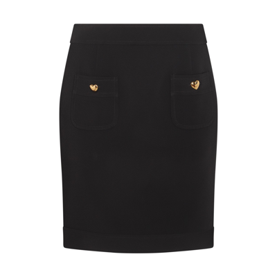 Shop Moschino Black Silk-viscose Blend Skirt