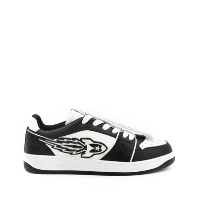 Shop Enterprise Japan Black And White Leather Sneakers In Black White
