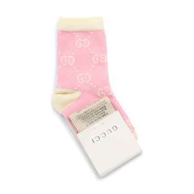 Shop Gucci Pink And Ivory Cotton Gg Socks In Rosa Ivory