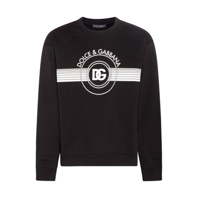 Shop Dolce & Gabbana Black And White Cotton Sweatshirt
