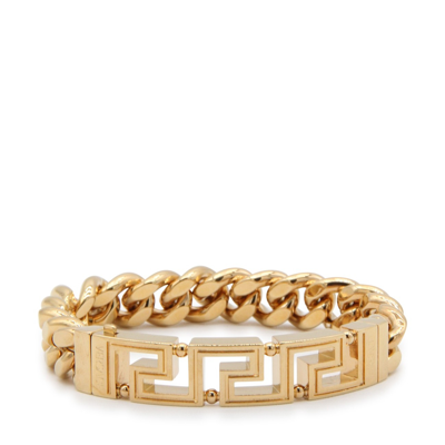 Shop Versace Gold Metal Chain Greca Bracelet