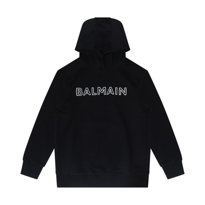 Shop Balmain Black And Silver Cotton Sweatshirt In Black/silver