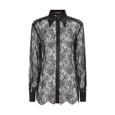 Shop Dolce & Gabbana Black Lace Shirt In Nero