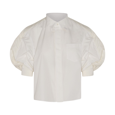 Shop Sacai White Cotton Blend Puffed Shirt
