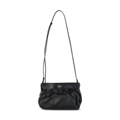 Shop Isabel Marant Black Leather Luz Crossbody Bag In Black/gold
