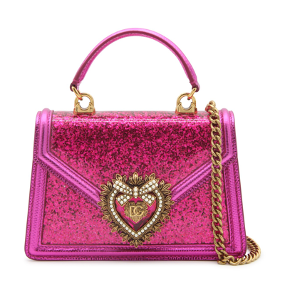 Shop Dolce & Gabbana Pink Leather Devotion Handle Bag In Fuxia