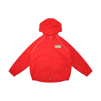 Shop Gucci Bright Red Nylon Web Casual Jacket