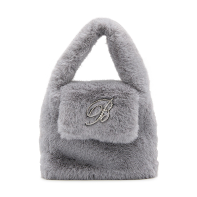 Shop Blumarine Ice Grey Eco Fur Top Handle Bag In Ice-grey