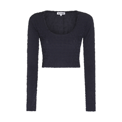 Shop Sunnei Dark Blue Top In Dark Navy