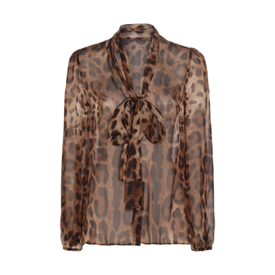 Shop Dolce & Gabbana Leopard Print Silk Shirt