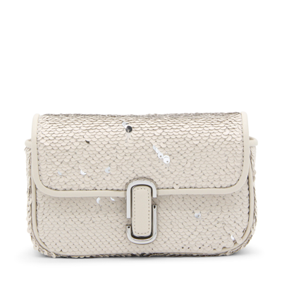 Shop Marc Jacobs Taupe The Sequin J Marc Shoulder Bag In Cream/silver