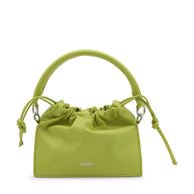 Shop Yuzefi Green Leather Baton Shoulder Bag