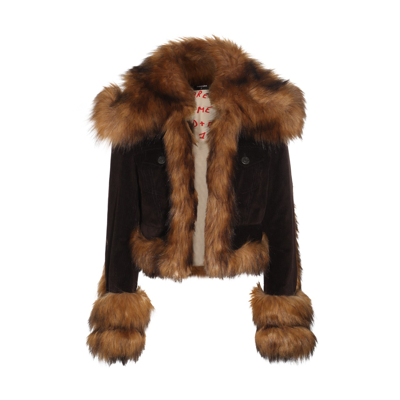Shop Dsquared2 Brown Faux Fur Casual Jacket