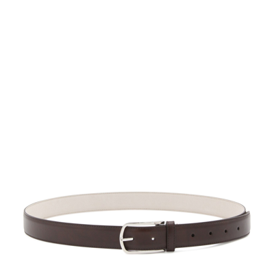 Shop Brunello Cucinelli Brown Leather Buckled Belt