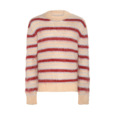 Shop Marni Tan Virgin Wool And Mohair Stripes Sweater