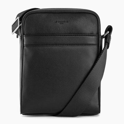 Shop Le Tanneur Medium Cross Body Charles Pebbled Leather Bag In Black