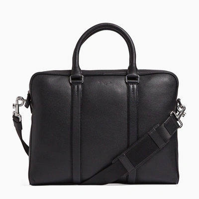 Shop Le Tanneur Porte Documents Slim 14" Charles En Cuir Grainé In Black