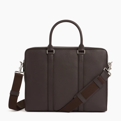 Shop Le Tanneur Slim Charles Pebbled Leather Briefcase In Brown
