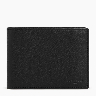 Le Tanneur Portefeuille Horizontal Zippé 2 Volets Charles En Cuir Grainé In Black