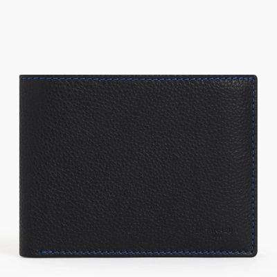 Shop Le Tanneur Flap 2 Shutters Charles Pebbled Leather Wallet In Black