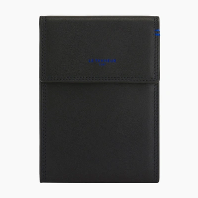 Shop Le Tanneur Folding Martin Smooth Leather Checkbook Holder In Black