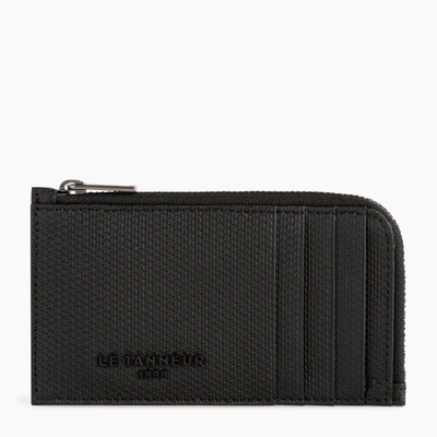 Shop Le Tanneur L-zip Emile T Signature Leather Cardholder In Black