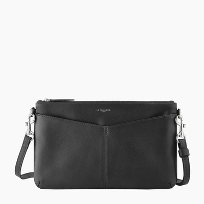 Shop Le Tanneur Zipped Charlotte Smooth Leather Pouch With Removable Strap In Black