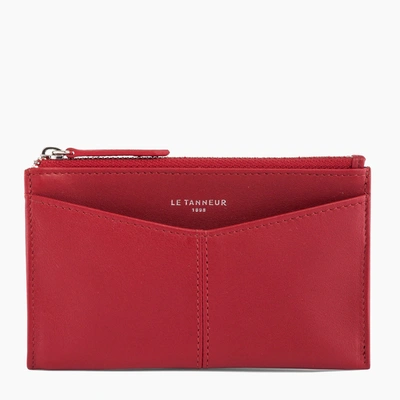 Shop Le Tanneur Zipped Charlotte Smooth Leather Key Pouch In Red