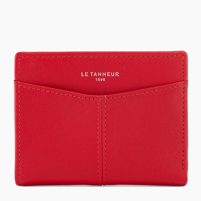 Shop Le Tanneur Charlotte Smooth Leather Cardholder In Red