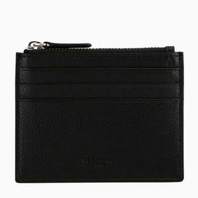 Shop Le Tanneur Zipped Charles Pebbled Leather Cardholder In Black