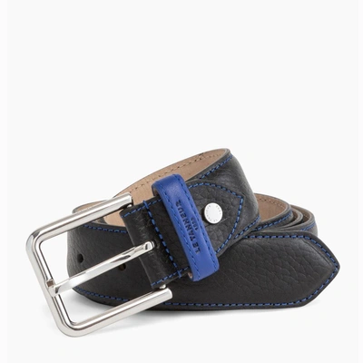 Le Tanneur Ceinture Homme Avec Boucle Carrée Charles En Cuir Grainé In Black