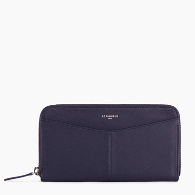 Shop Le Tanneur Charlotte Smooth Leather Organizer Wallet In Blue