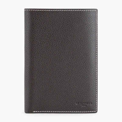 Shop Le Tanneur Grand Portefeuille Vertical Zippé 2 Volets Charles En Cuir Grainé In Brown