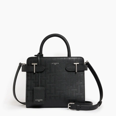 Shop Le Tanneur Emilie Small Handbag In Embossed T Leather In Black