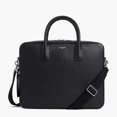 Le Tanneur Porte Documents 14" Emile En Cuir Grainé In Black