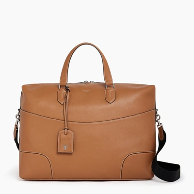 Shop Le Tanneur Romy 24h Travel Bag In Pebbled Leather In Brown