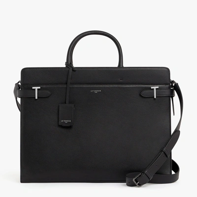 Shop Le Tanneur Emilie Grained Leather Shoulder Bag In Black
