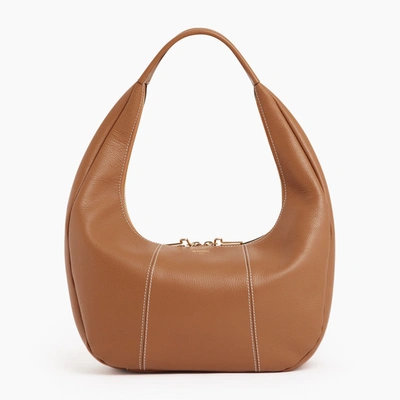 Shop Le Tanneur Juliette Large Grained Leather Hobo Bag In Brown