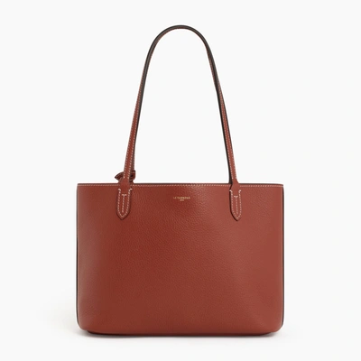 Shop Le Tanneur Louise Small Tote Bag In Pebbled Leather In Brown