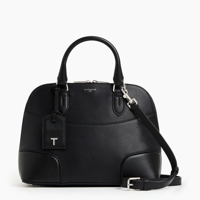 Shop Le Tanneur Romy Medium Smooth Grained Leather Handbag In Black