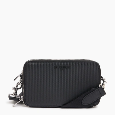 Shop Le Tanneur Petit Sac Bandoulière 2 Compartiments Emile En Cuir Signature T In Black