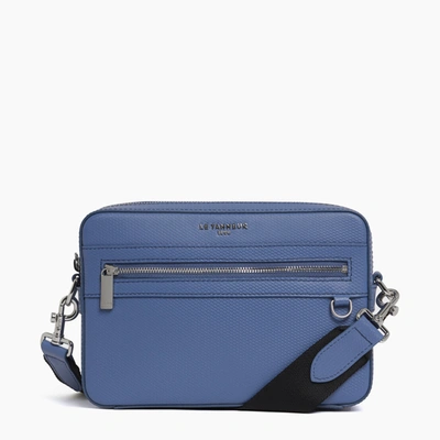 Shop Le Tanneur Emile Small T Signature Leather Shoulder Bag In Blue