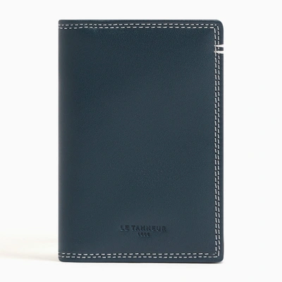 Shop Le Tanneur Martin Smooth Leather Vertical Card Holder In Blue