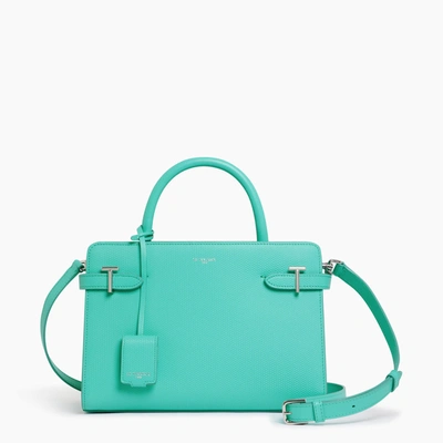 Shop Le Tanneur Emilie Medium-sized Handbag In T Signature Leather In Blue