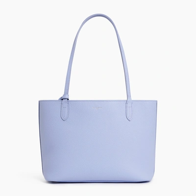 Shop Le Tanneur Louise Small Tote Bag In Pebbled Leather In Blue