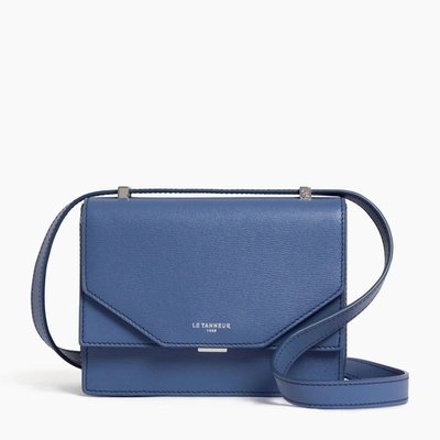Shop Le Tanneur Naya Mini Cork Effect Leather Shoulder Bag In Blue