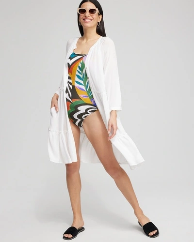 Chico's Button Front Swim Coverup In White Size Medium |  In White