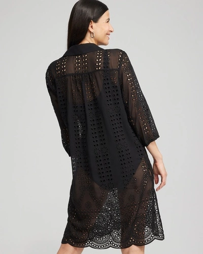 Chico's Shirt Dress Swim Coverup In Black Size Small |  In Black